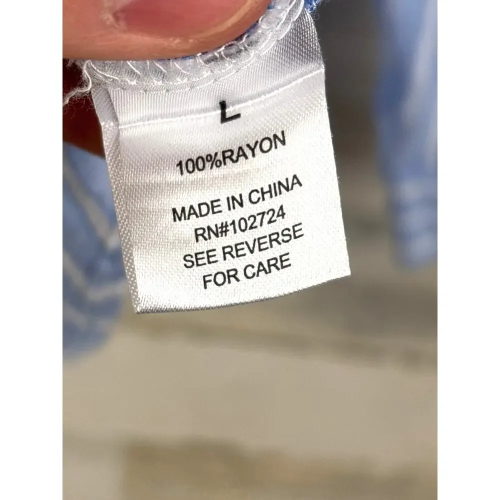 Hester & Orchard Womens L Blue White Stripe Button Up Casual Soft Dress Shirt - Picture 5 of 6